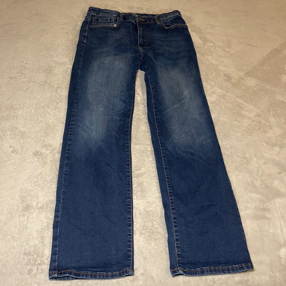 Vintage Y2K Lazer Mens Straight Fit Blue Denim Jeans Size 36x32 Stretch Casual